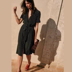 Sezane Adele Dress in Black Polka Dots - Size 40 / US 8 / UK 12